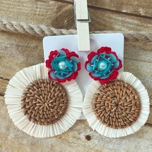 Last 1! Straw & Raffia Statement Earrings (C9)